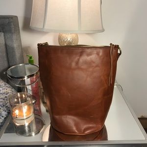 Madewell Lisbon O-Ring Brown Leather Bucket Bag